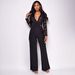 Women's Clothing Women's Long Sleeve Casual Wide Leg Jumpsuit Lace Trim Unique Lines For Formal & Casual For Women_ecoleips.com