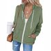 Women's Clothing Autumn And Winter Solid Color Long Sleeved Pocket Drawstring Hooded Zipper Thickened Sweatshirt_ecoleips.com