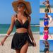 Women's High-Waisted Mesh Bikini Two-Piece Swimsuit Sexy Cross-Over Design European American Style_ecoleips.com
