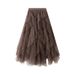 2025 Mesh Cake Half Super Fairy Draped Gauze Pleated Princess Pink Seaweed Skirt Autumn 0303_ecoleips.com