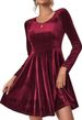Aria Basics Aria Basics 2025 European And American Cross-Border Trade Autumn Winter New Women's Long Sleeve Round Neck Flared Velvet Knee-Length_ecoleips.com