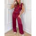 Summer Backless Evening Dress Jumpsuit For Women Solid Color Casual Straight Leg Trousers Long Pants_ecoleips.com