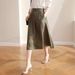 Tencel Skirt Women Fashion Temperament Feminine High Quality Elastic Waist Slim Solid Color A Line Skirt_ecoleips.com