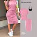 Fashion Off Shoulder T-Shirt Skirt Set Style Simple Design Bodycon Skirt 2 Piece Women's Clothing Set_ecoleips.com