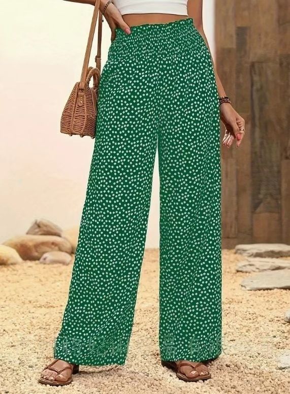 Women's Clothing Printed Loose Fitting Casual Pants Elastic Waistband Spring Summer Bestseller_ecoleips.com