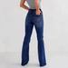 Women's Versatile Distressed Cat Whiskers Slim Fit Stretch Flared Jeans Casual Cotton Denim for Spring/Autumn & Summer_ecoleips.com