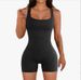Seamless Square Neck Ribbed Shorts Jumpsuit Fitness Body Yoga Wear Quick-Dry Breathable Tight-Fitting Women's Outfit_ecoleips.com