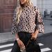 Women's Leopard Print Knit Sweater – Loose Fit Pullover For Autumn & Winter (Greyish/Khaki/Apricot)_ecoleips.com