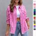 Women's Sweet & Edgy Denim Jacket – Oversized Distressed Washed Coat With Turn-Down Collar, Summer Long Sleeve (15 Colors)_ecoleips.com