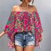 Women's Clothing Bohemian Print One Shoulder Sexy Tops Off Shoulder_ecoleips.com
