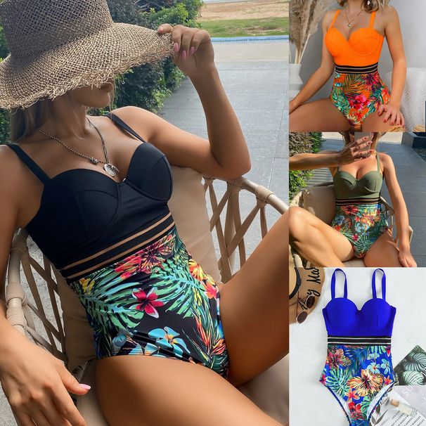 "Push-Up Bikini Set With Underwire – Multi-Color Patchwork Print, Hard Cup Support & Adjustable Straps For Beach & Pool"_ecoleips.com