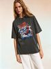 Retro Skateboard Shoe Pattern Women's Clothing, Graffiti Style T-shirt, Loose Round Neck Design, Street Style Short-sleeved Top._ecoleips.com
