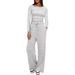 Women's Clothing Elegant Casual Set: Pleated Top With High-Waisted Wide-Leg Pants – Wrinkle-Free Polyester, Comfortable Lounge & Sportswear_ecoleips.com