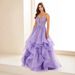 Women's Clothing Ethereal Strapless Ball Gown For Vocal Auditions & Garden Soirées – Tiered Tulle Dress With Floral Lace Appliqués (XS-XXXL)_ecoleips.com