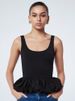 Square Neck Tank Tops For Women Sleeveless Backless Crop Top With Peplum Bubble Hem Summer Top Black White_ecoleips.com