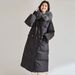 girl Girl Girl 25 Winter Fox Fur Collar Hooded Waist-Tightening Jacket For Women, Long Over-the-Knee 90% White Duck Down Thickened Coat_ecoleips.com