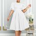 Women's Clothing Round Neck Temperament Puff Sleeve Waist Waist Large Swing Dress Skirt A Line Dress_ecoleips.com