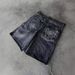 European And American Retro Gothic Denim Shorts Summer Men And Women Y2K Hip Hop Embroidery High Street Distressed Loose Shorts_ecoleips.com