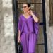 Women's Clothing Suits Fashionable Temperament Casual V Neck Short Sleeved Wide Leg Pants Suit_ecoleips.com