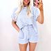 Women's Clothing Summer Round Neck Pullover Set Short Sleeve Drawstring Shorts Striped New Arrival_ecoleips.com