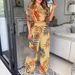 2024 Autumn Cross-Border Foreign Trade European And American Women's Clothing Printed Two-Piece Short_ecoleips.com
