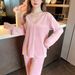 Pajamas Women's Autumn And Winter Warm Coral Fleece Women's Pajamas Set Simple Thin Island Fleece Loungewear_ecoleips.com