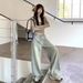 American-style Design Loose Wide-leg Jeans For Women, New Autumn Collection, High-waisted, Slimming, Versatile, Drapey,_ecoleips.com