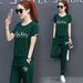 Plus Size Women's Clothing Fat Mm Casual Short Sleeve Capri Pants Sports Women 2025 Summer Loose Fashion Two-Piece Set_ecoleips.com