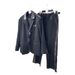 Women's Printed Blazer And High-Waisted Wide-Leg Pant Two-Piece Set, Black Casual Office Suit_ecoleips.com