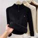 Women's Thickened Stand up Collar Half Open Zipper Fleece mid Neck Sweater Winter Style Inner Layer Knitwear Top_ecoleips.com