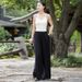 Women's Clothing Textured Linen Versatile Version Lengthen Legs Elegant and Chic Women's Skirt Pants Wide-leg Pants_ecoleips.com