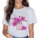European And American Cross-border Foreign Trade Wholesale Clothing, Floral Perfume Bottle Print, Round Neck, Plus Size,_ecoleips.com