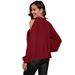 Voya Hot Selling Women's Elegant Wine Red T-shirt For Spring And Summer Round Neck Off Shoulder High Cold Long Sleeved Top_ecoleips.com