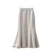 Midi Bodycon Knit Skirt With Fishtail Hem | High-Waisted Stretchy Pencil Skirt In Black/Beige/Gray (Office To Date Night Essential)_ecoleips.com
