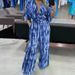 Women's Clothing Fashion Printed Belt V Neck Half Sleeve Jumpsuit Women's Clothing Rompers For Formal & Casual For Women_ecoleips.com