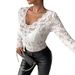 European And American Cross-border 2026 Elegant V-neck Fan-shaped Collar Single-layer Solid Color Lace Long-sleeve_ecoleips.com