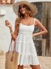 Stylish Textured Jacquard Dot Pattern Spaghetti Strap Short Dress Fashion Summer Club Outfit_ecoleips.com