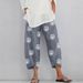 Women's Printed Linen-Cotton Pants – Loose Fit Casual Cropped Trousers With Pockets (S-5XL) – Artistic Floral/Abstract Patterns_ecoleips.com