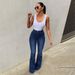 Women's Clothing High Waist Elastic Denim Trousers Flared Horseshoe Pants Solid Color Fashion Spring/Autumn_ecoleips.com