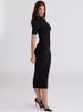 Mozision Turtleneck Short Sleeve Sexy Midi Dress Women Gown Fashion Elegant Black Mesh Zipper Bodycon Club Party Long Dresses_ecoleips.com