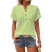 Women's Casual Button V Neck T-Shirt Solid Color Fashion Top For Spring/Summer Style_ecoleips.com