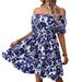 Aria Basics Aria Basics 2025 Women's New Summer Cross-Border European And American Foreign Trade Short-Sleeve Off-Shoulder Floral Print_ecoleips.com