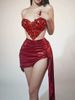Sparkly Red Diamond Sexy Top Two Pieces Set Women Celebrate Party Luxury Birthday Nightclub Performance Dancer Stage Outfit 9D2E_ecoleips.com