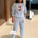 Women's Fleece Lined Two Piece Set Casual Round Neck Printed Sweatshirt Outfit Style_ecoleips.com