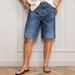 Women's Retro Distressed Mid-Rise Straight Leg Jeans Water Wash Stretch Cross Border Trade Shorts from Europe & America_ecoleips.com