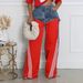 Women's Clothing Fashion Street Stitching Design Striped Bar Retro Drawstring Jeans_ecoleips.com