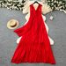 Elegant French-Inspired Square Neck Sleeveless Back-Tie Wrap Dress With Waist Accent – Flowy A-Line Silhouette For Women_ecoleips.com