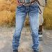 Embroidered Ponytail High Waisted Stretch Denim Straight Leg Trousers Washed Cotton Casual Office Lady Jeans_ecoleips.com