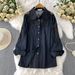 Gentle Blue Women's Crochet Lace Collar Cardigan Casual Mid-Length Shirt Sun Protection Spring/Autumn Summer Polyester_ecoleips.com