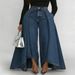 2027 Fashion European-USA Style Cowboy Pants Women Mid Waist Denim-Like Long Swing Pure Color Jeans S-3XL_ecoleips.com